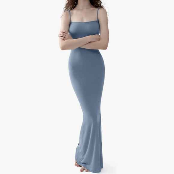 PUMIEY Women's Soft Lounge Long Slip Dress Sexy Sleeveless Backless Bodycon Maxi - Picture 1 of 4